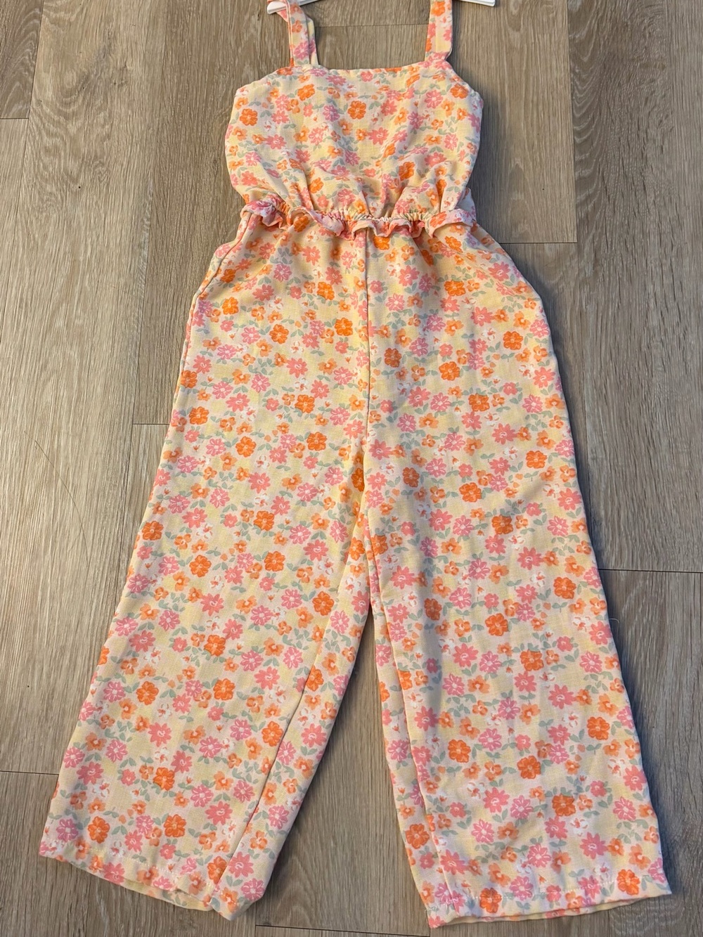 Kensie Girl Size 7/8 One-Piece Jumpsuit with Pink & Orange Floral Print